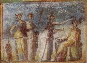 unknow artist Wall painting from Herculaneum showing in highly impres sionistic style the bringing of offerings to Dionysus Sweden oil painting reproduction